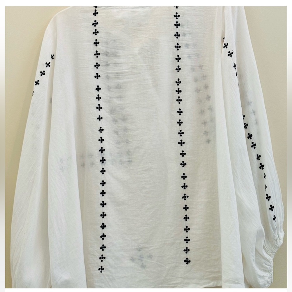 Emerson Fry BARDOT TOP - EMBROIDERED CLOUD WHITE ORGANIC Size S - Picture 5 of 9